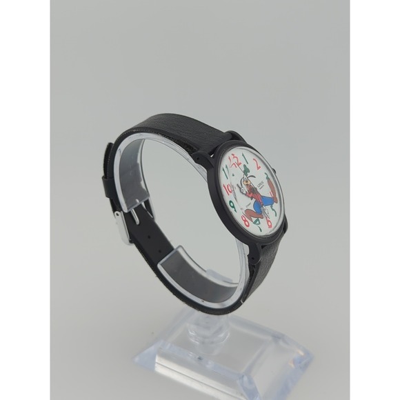 LORUS 25mm Goofy Watch 1990's Vintage Disney Leather Band - New Battery - Picture 3 of 6